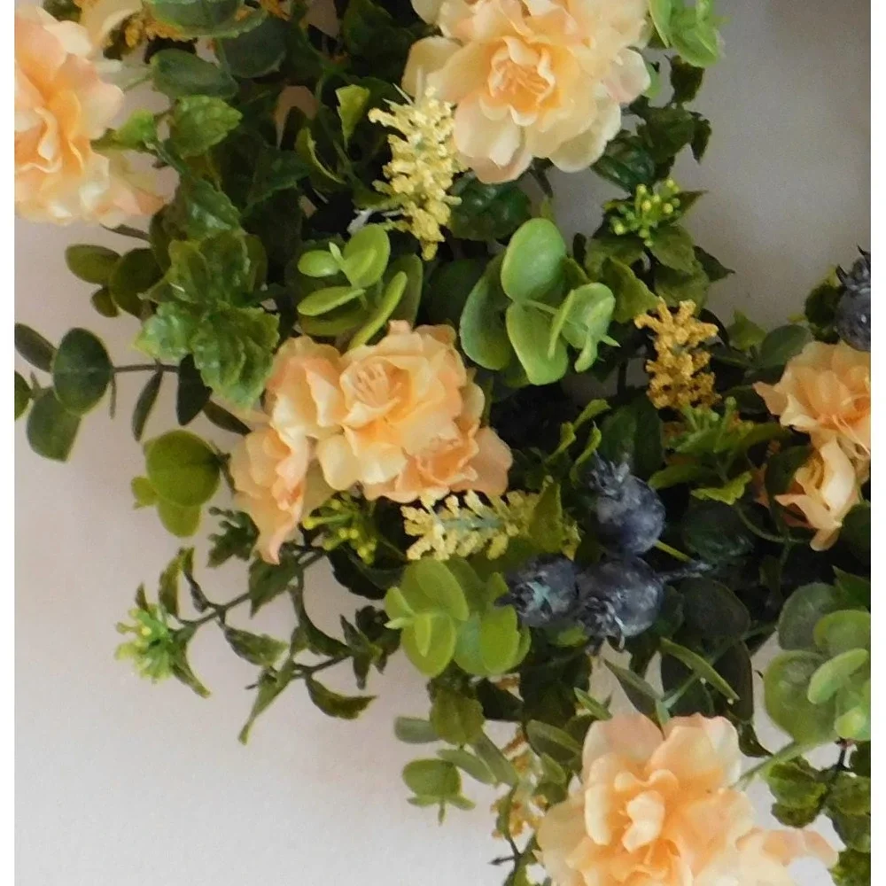 Peach Blossom Blueberry Small Wreath, Cabinet Door, Pantry Door, Kitchen Decor‎